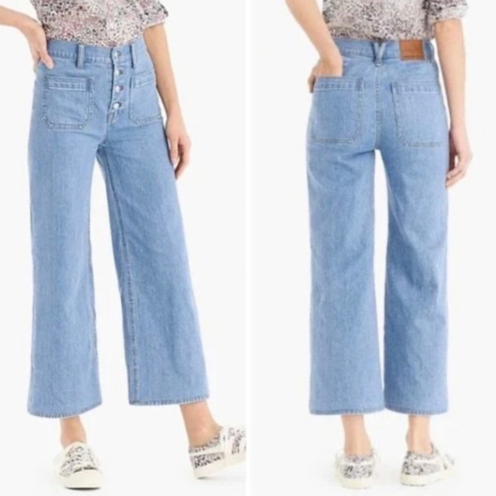 J.Crew x Point Sur - wide-leg crop jean in clean light wash. Size 28 Tall